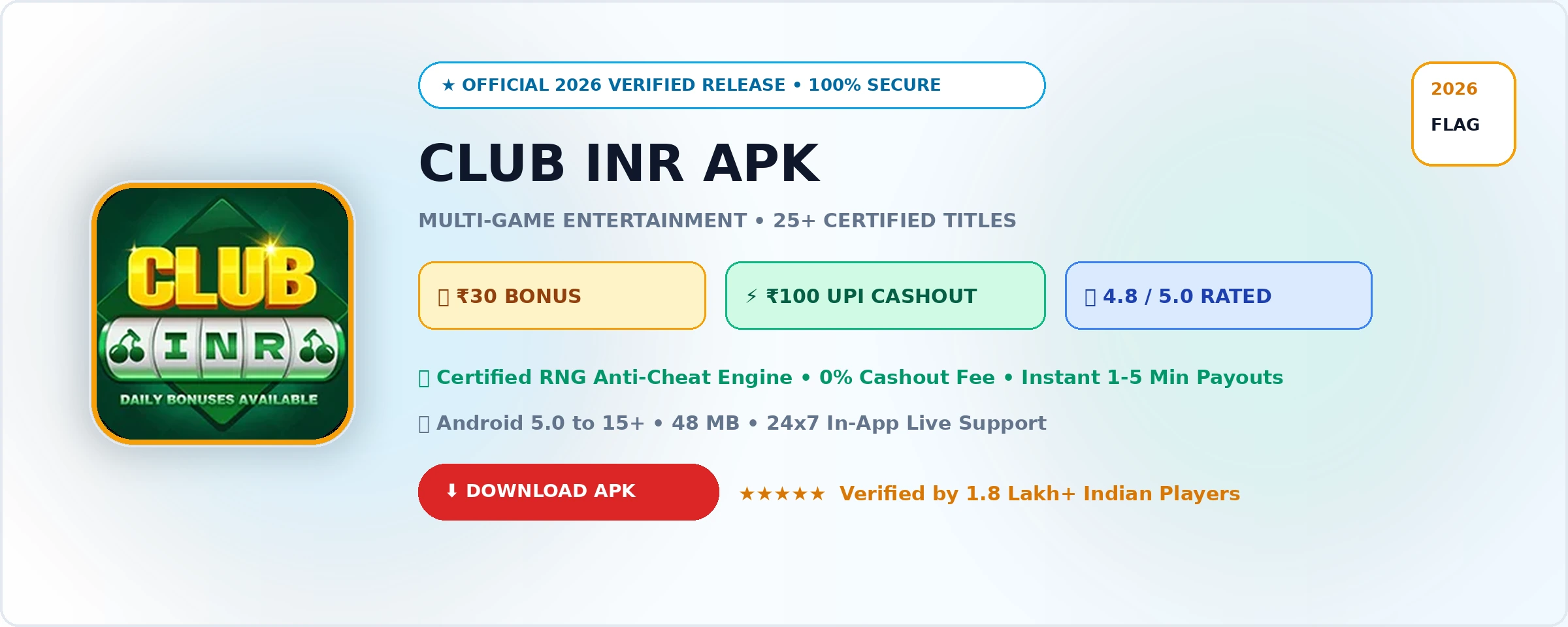 Club INR Official 2026 Game Banner