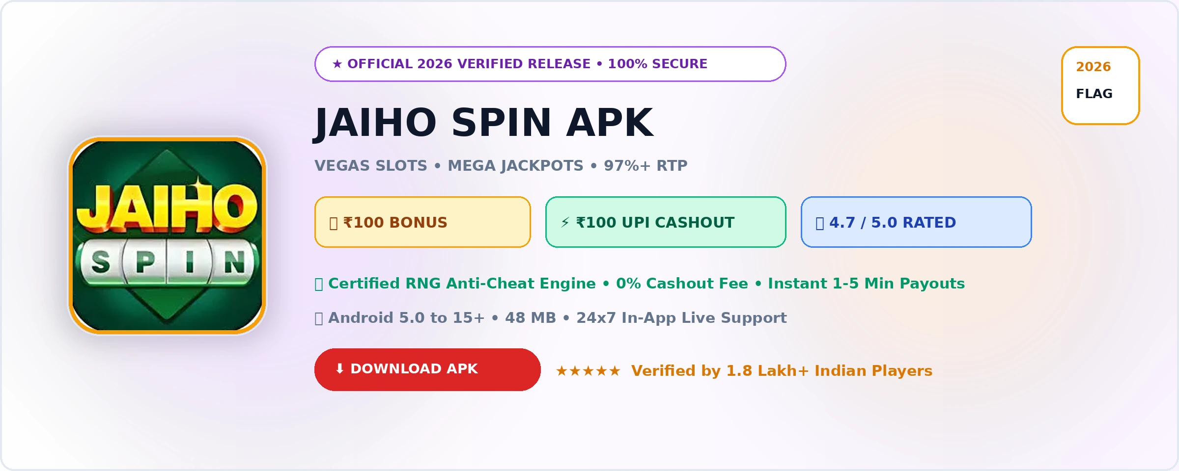 Jaiho Spin Official 2026 Game Banner