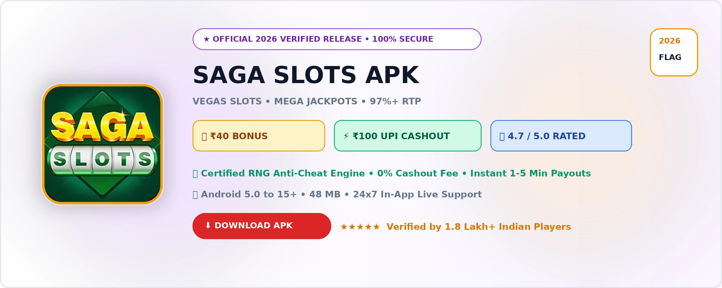 Saga Slots Official 2026 Game Banner
