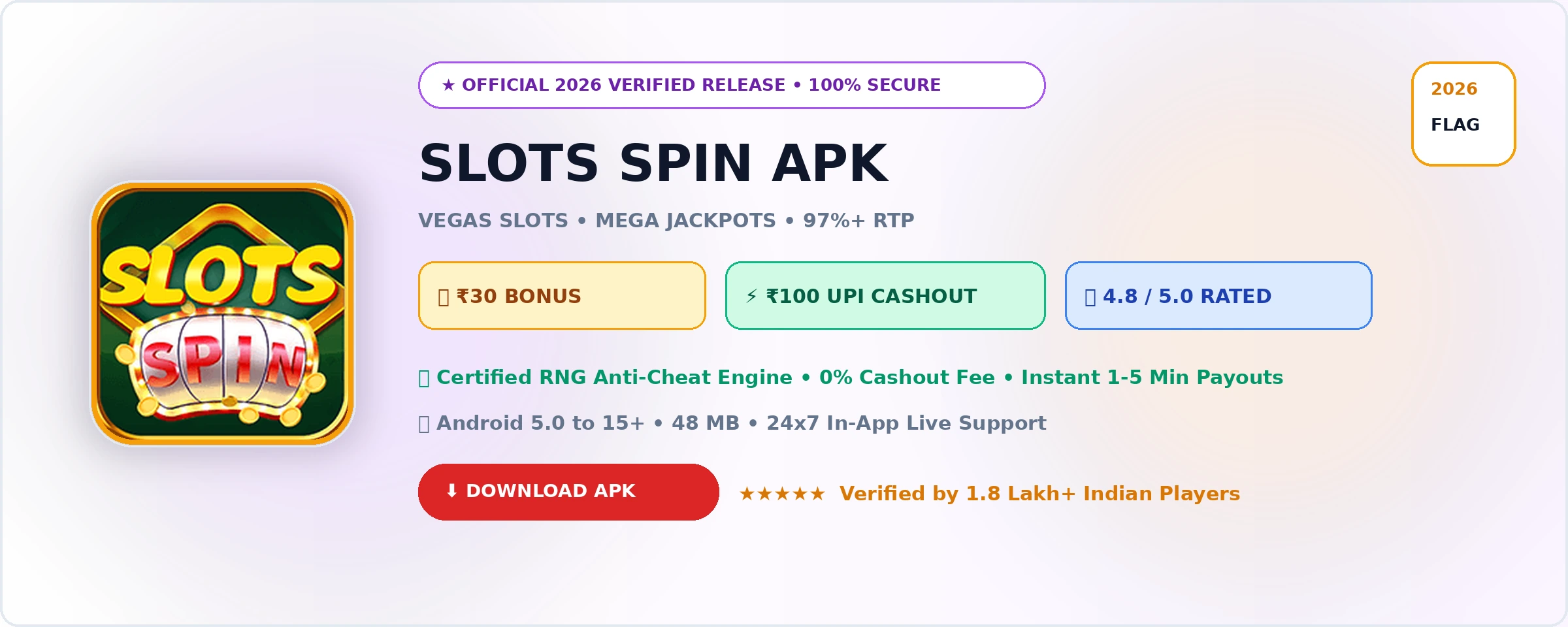 Slots Spin Official 2026 Game Banner