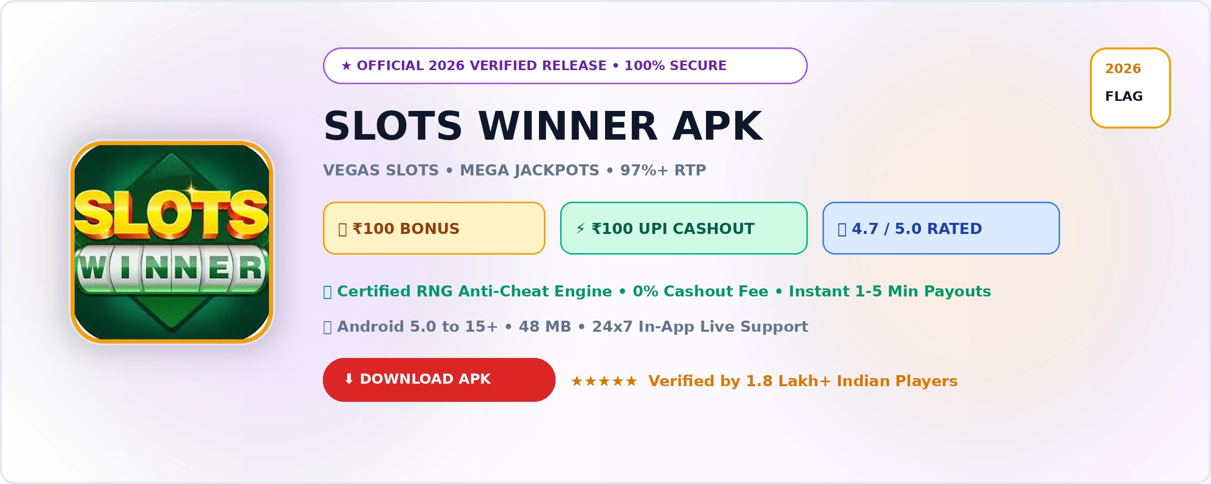 Slots Winner Official 2026 Game Banner